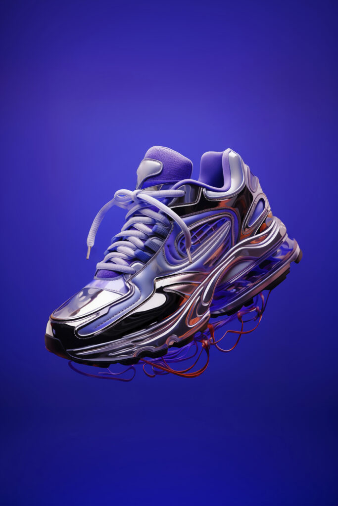 close up futuristic sneakers